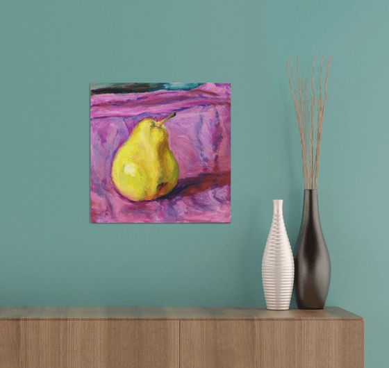 Pear on purple