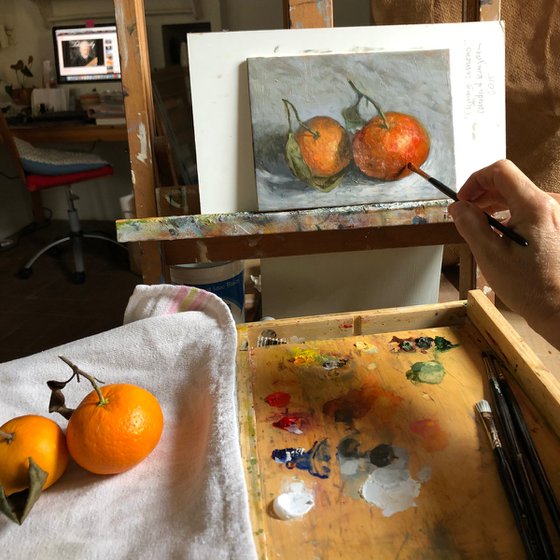 Two Mandarines Still Life Oil Painting