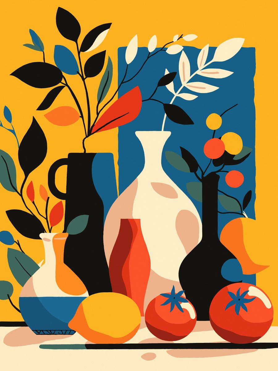 Illustrative Still Life Acrylic Painting By Kosta Morr, 24 X 31", Abstract Still-Life Xxvi, Original Artwork