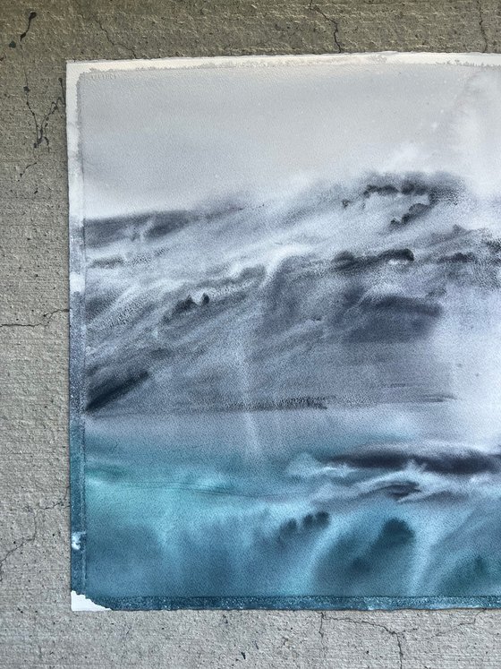 Original watercolour painting Skjalfandi Bay, Iceland