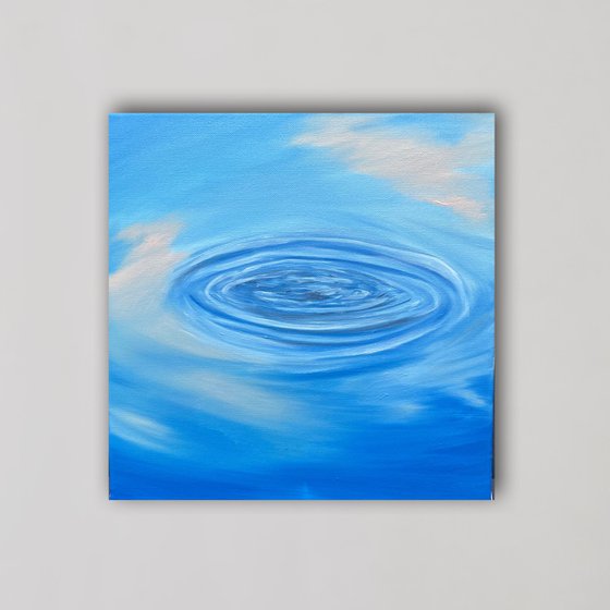 A stones throw - country, lake, water, sea ripples, capillary waves, coastal tropic small painting