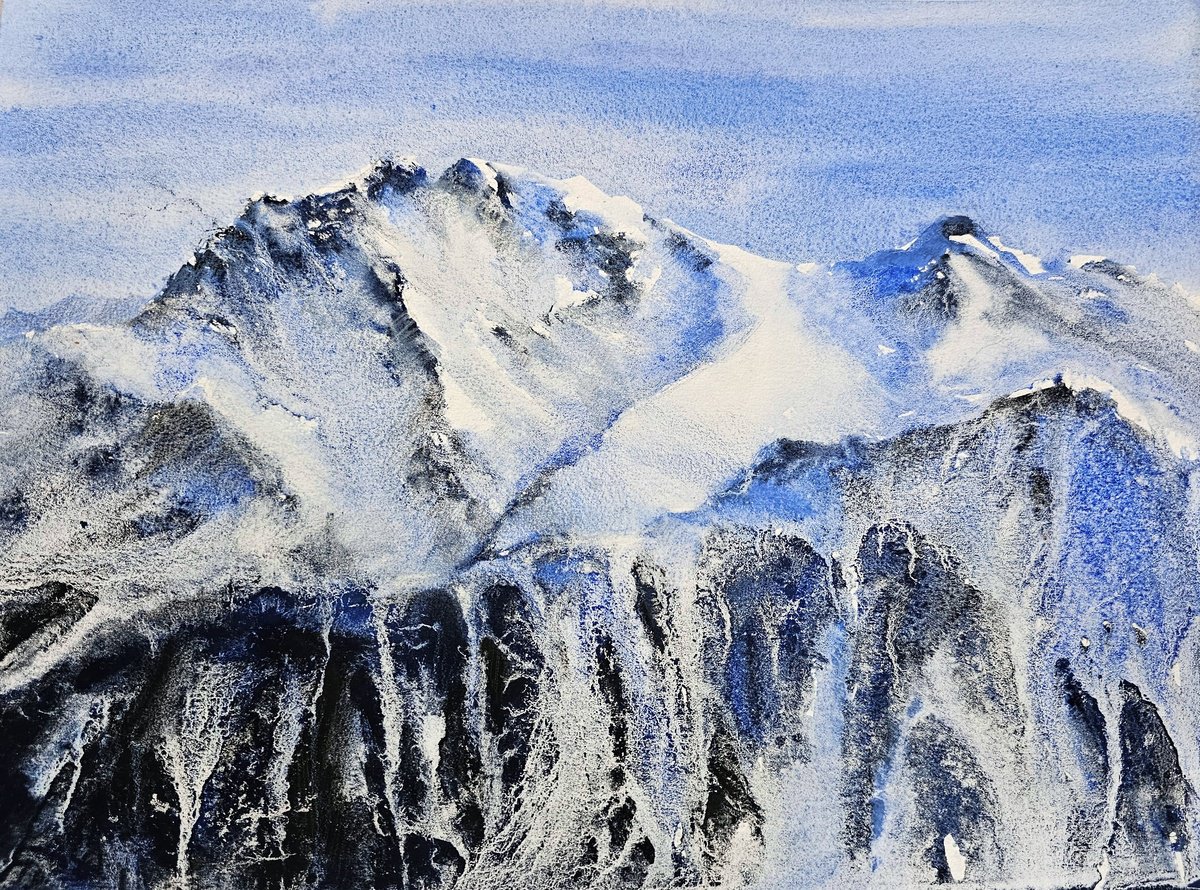 Impressionistic Landscape Watercolour By Elena Genkin, 15 X 11, Silent Watchers, Original Artwork