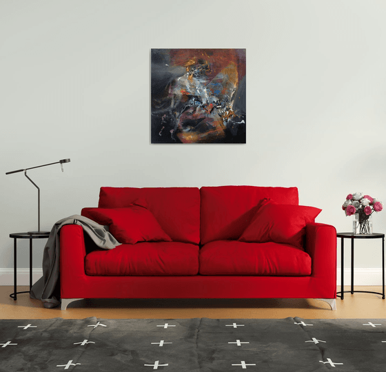 Beautiful enigmatic abstract large painting mindscape by master O Kloska