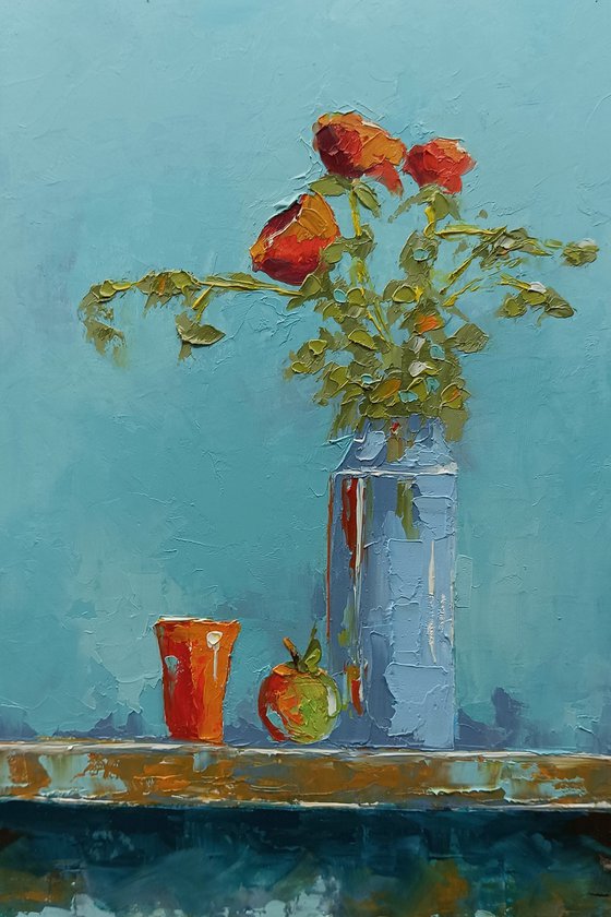 Modern still life oil painting.