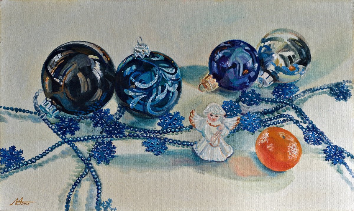 Photorealistic Oil Painting , Holiday Still Life By Alona Lesnichenko, 22 X 14, Artwork For Sale On Artfinder