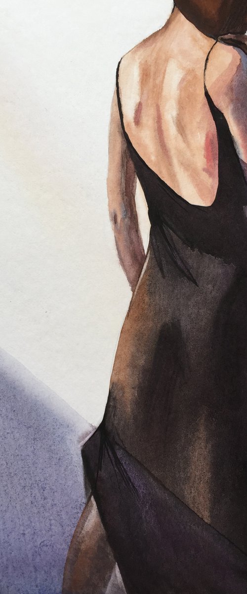 Woman in black dress. Portrait of a girl, female figure by Natalia Veyner