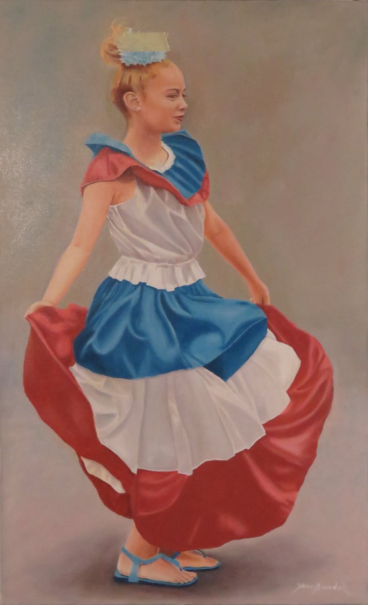 Impressionistic Portrait Oil Painting By Stephen Benedek, 18 X 30", Samba Daughter, Original Artwork