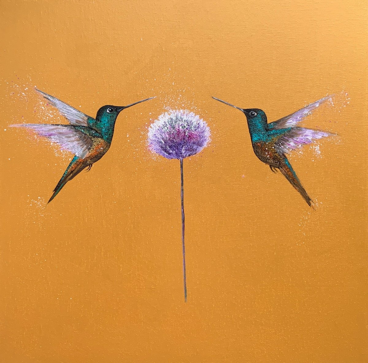 We Are Golden IV ~ Hummingbirds on Gold by Laure Bury