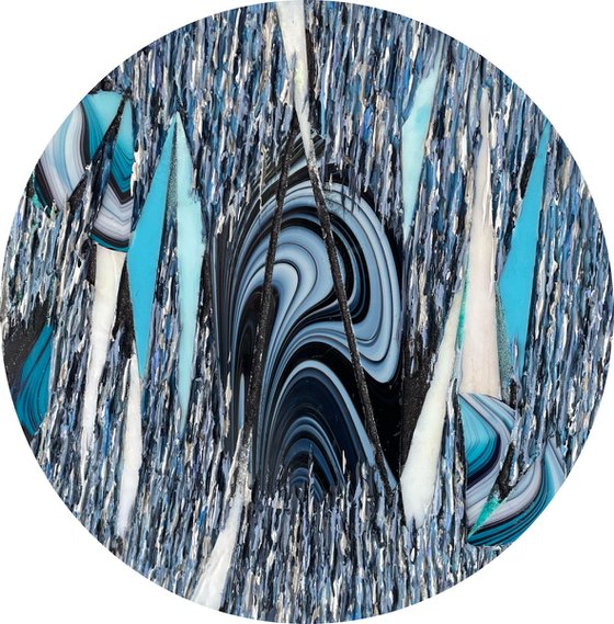 Riflesso  Blue II '20 in - Collaboration Amy Voss & Daniela Pasqualini - Mixed media artwork