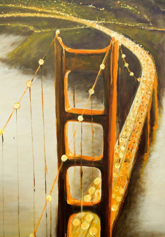 From Above - San Francisco Golden Gate Bridge Bokeh Painting