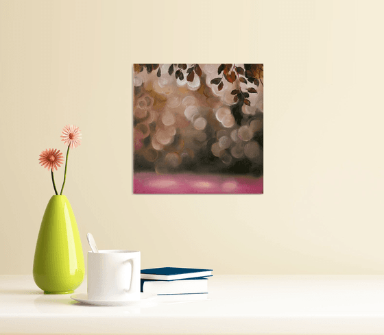 Soft Lights Floral Pink Green Gold Bokeh Art