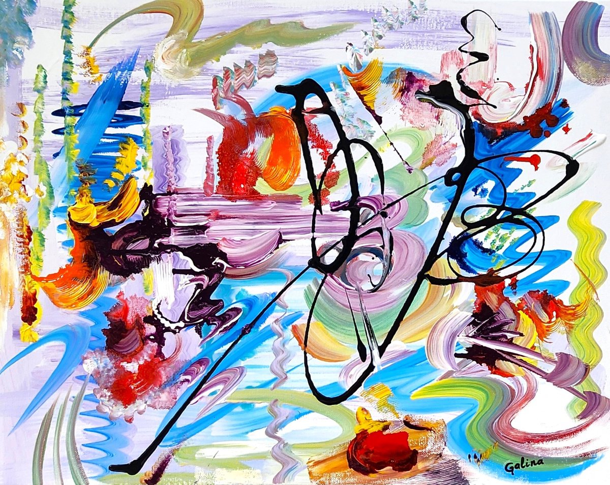 Expressive Abstract Acrylic Painting By Galina Victoria, 20 X 16, Resilience, Original Artwork