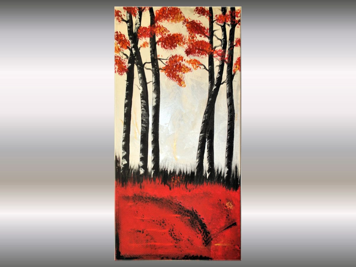 Herbst II - Abstract - Acrylic Painting - Canvas Art- Red Black- Wall Art - Ready to Hang... by Edelgard Schroer
