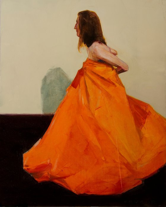 nude woman in orange