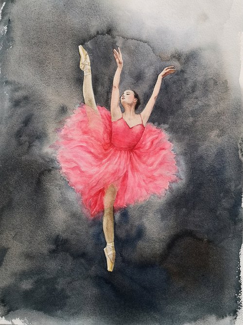 Heart for Ballet #3 by Olga Beliaeva Watercolour