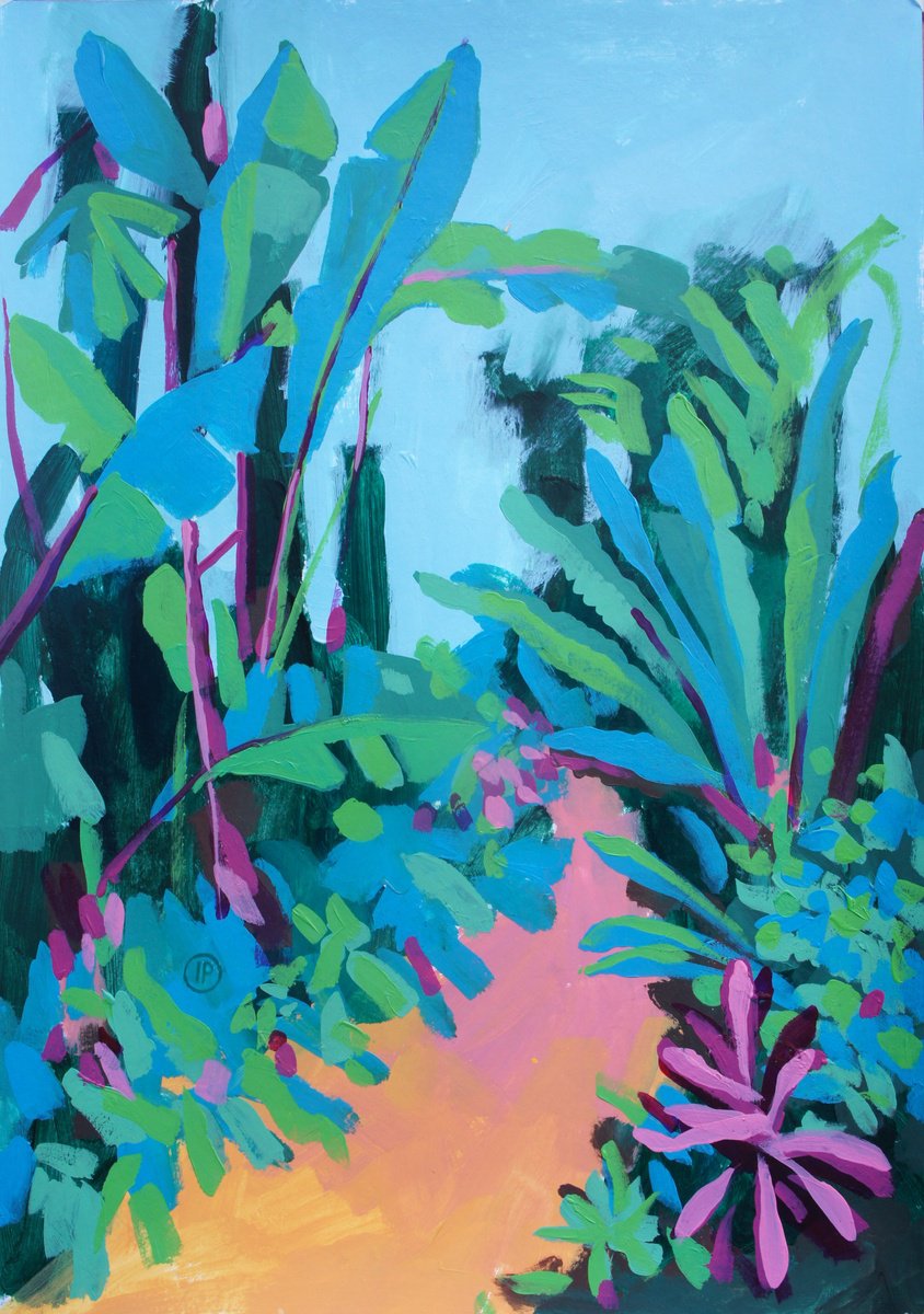 Impressionistic Landscape Acrylic Painting By Irina Plaksina, 12 X 17, Hawaii Palm Trees, Original Artwork