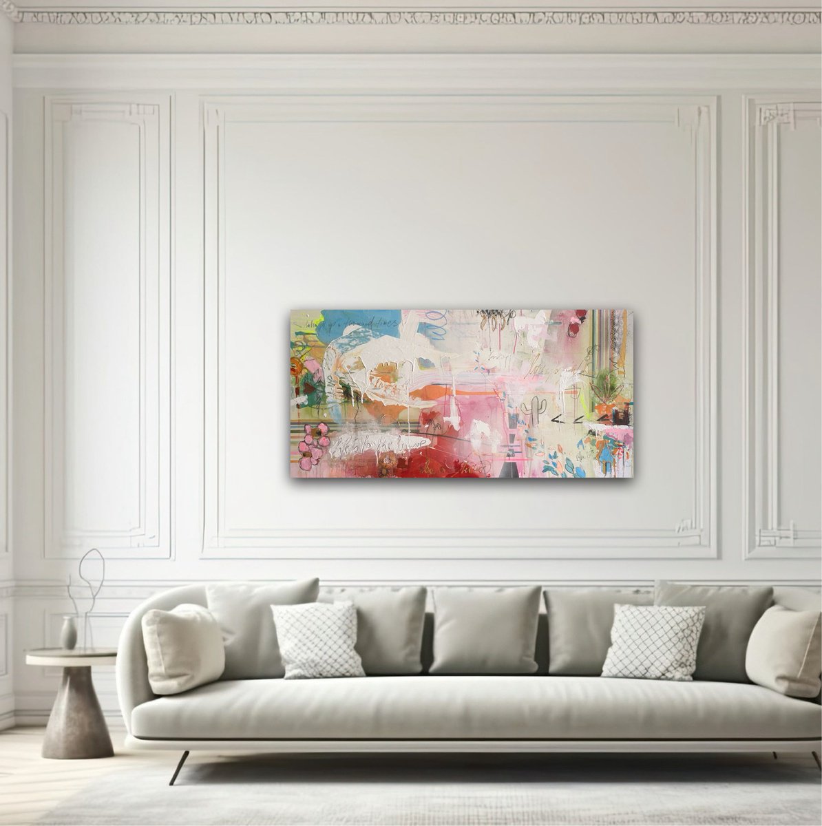 Organic Abstract Acrylic Painting By Bea Schubert, 47 X 24, Life Is For The Brave No.1, Original Artwork