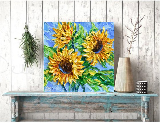 Sunflowers on blue II