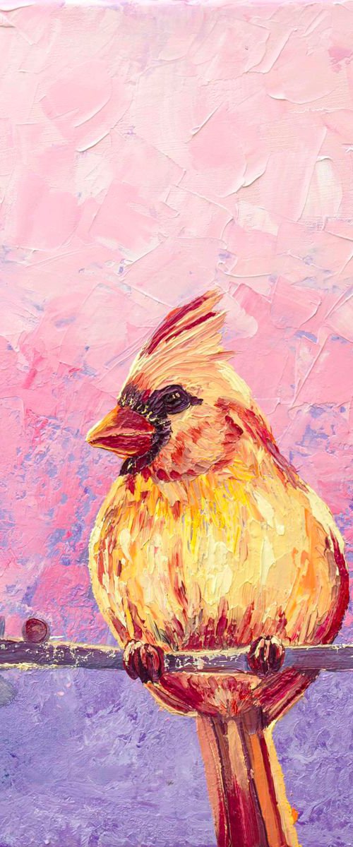 Cardinal bird - original oil painting by Nino Ponditerra