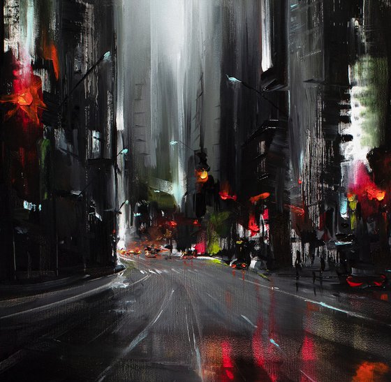 City at night painting