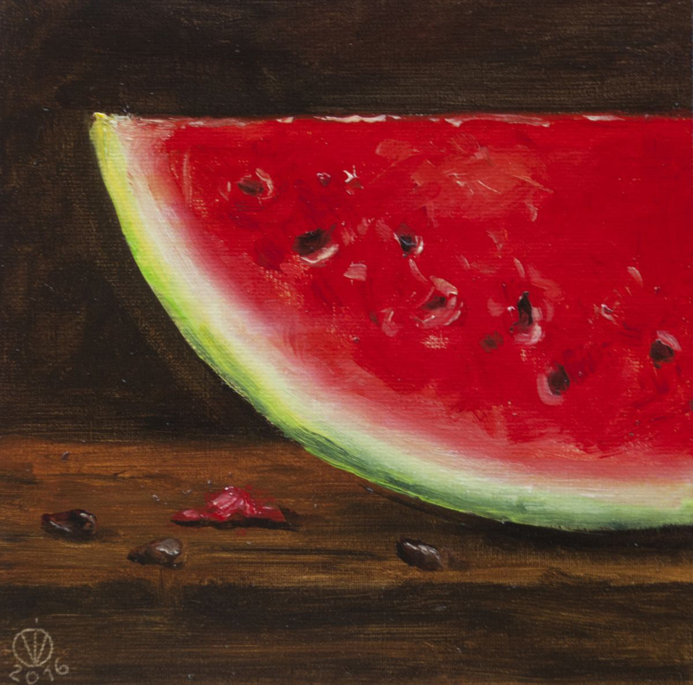 Watermelon 15x15cm Original Oil Painting Littl Artfinder