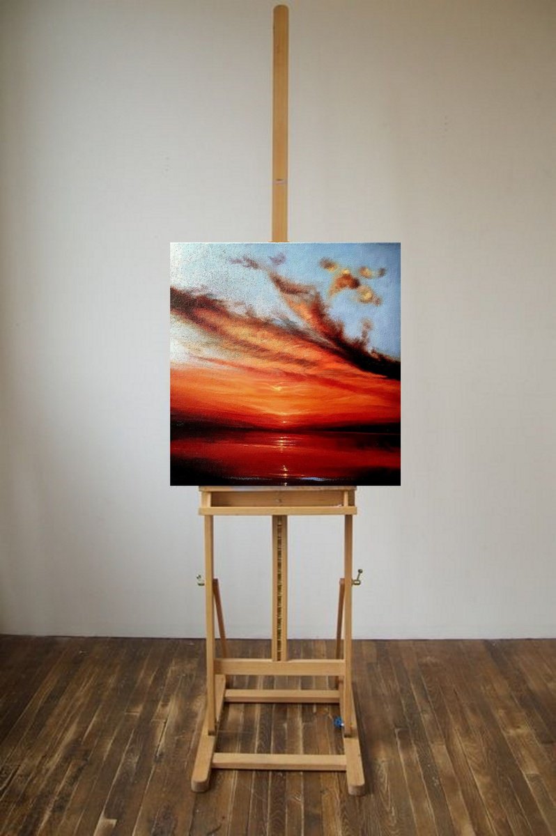 Photorealistic Landscape Oil Painting By Olena Topliss, 16 X 16", Bright Afternoon, Original Artwork