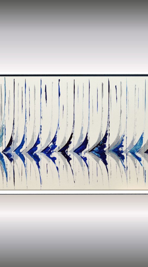 Blue Sails  - abstract acrylic painting, canvas wall art, framed modern art by Edelgard Schroer