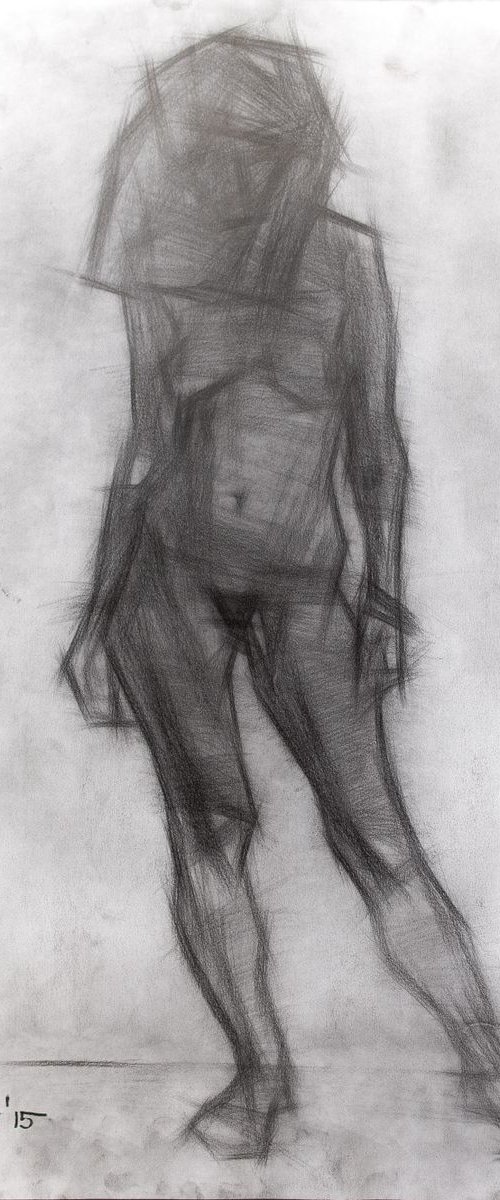 Standing nude figure. Graphics. 86x62cm. by Igor (Krapar) Shcherbakov