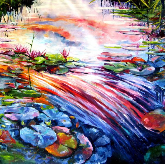 Water mirror with water lily