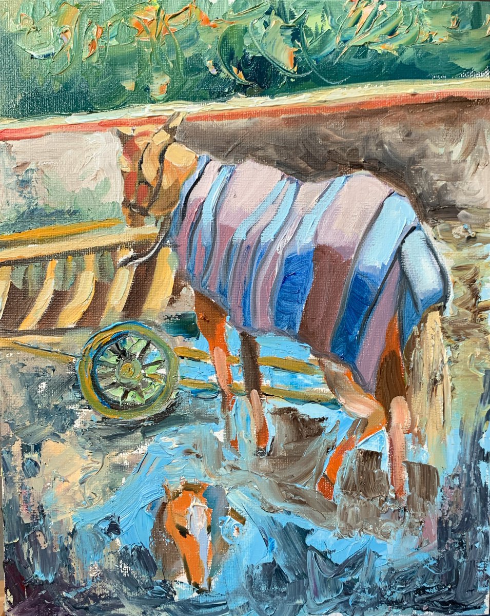 Horse. Original impasto, Palette knife oil painting. by Vita Schagen