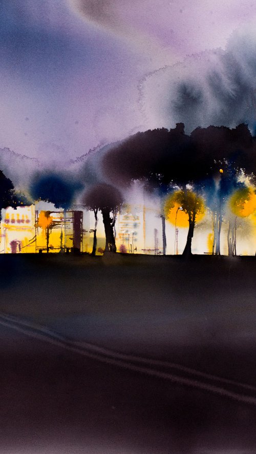 To the light. Original watercolor painting. by Marina Abramova