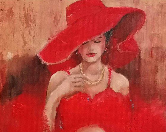 Woman with red hat