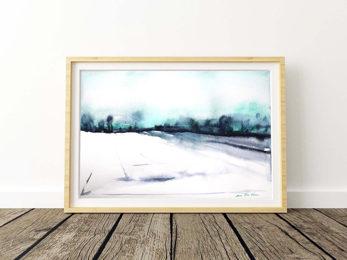 Abstract landscape Painting Winter Morning by Aimee Del Valle