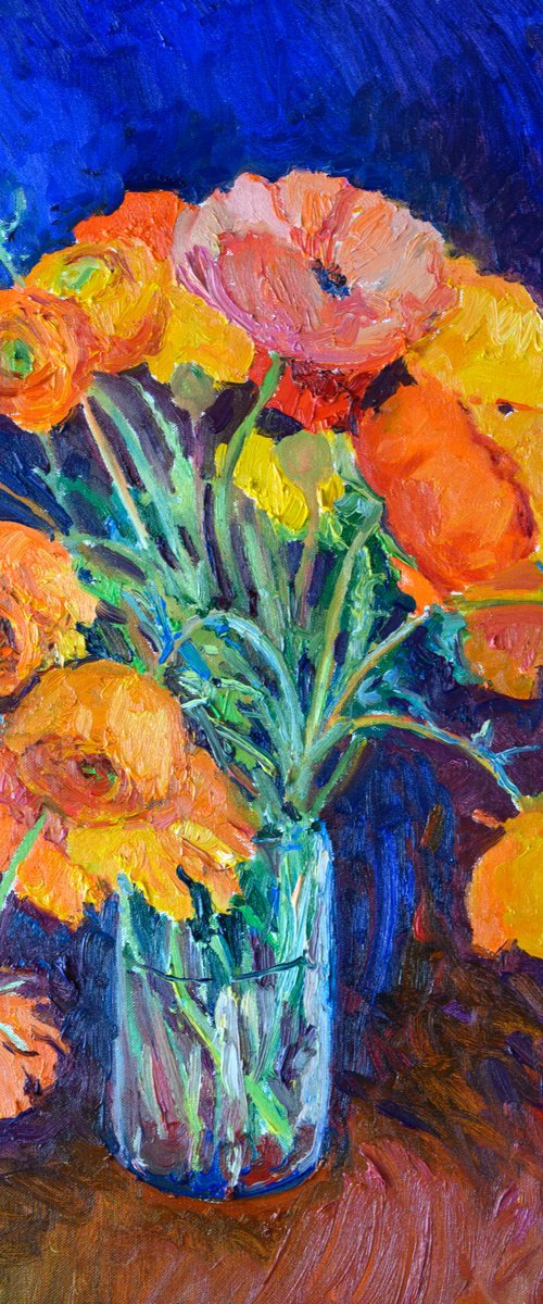 Orange Ranunculus Flowers by Suren Nersisyan