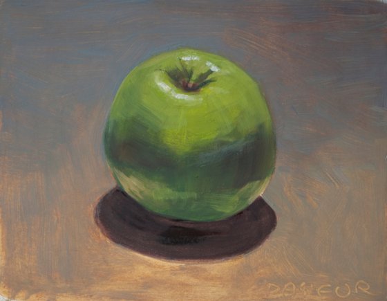 green apple on violet