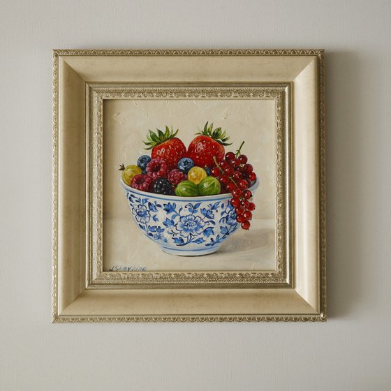 Summer Berries in Blue Bowl