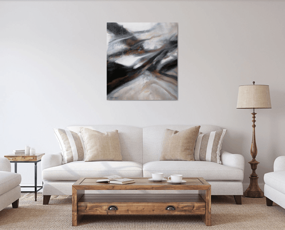 Minimalism, Black and White Painting, Rising Mists