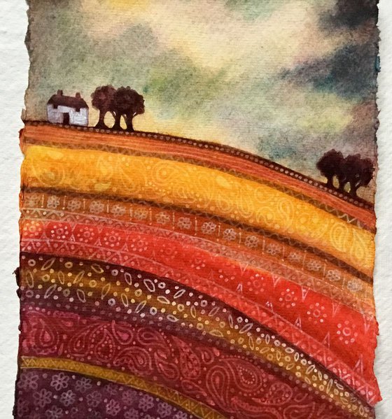 Patterned Fields 2,  watercolour painting