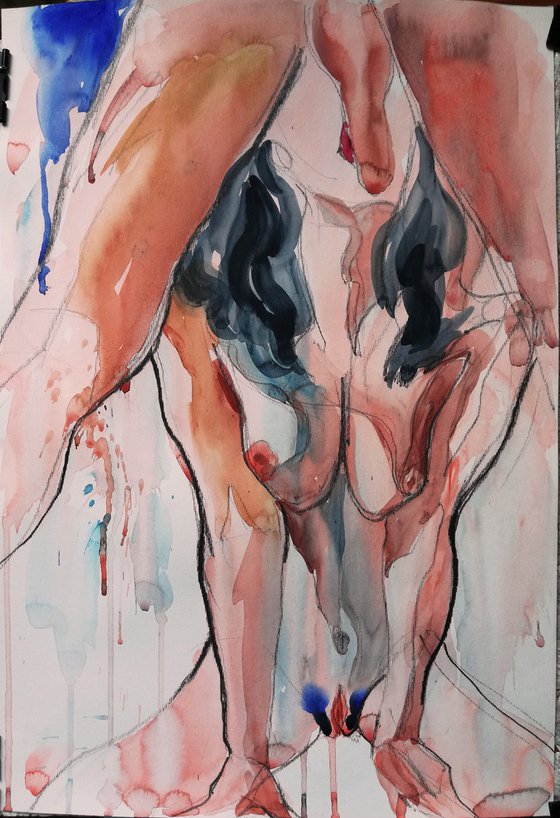 COMMISSION< Watercolour based on erotic sketch