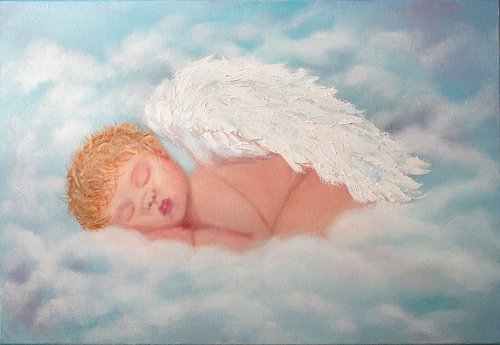 Sleeping Angel  / Original Painting by Salana Art Gallery