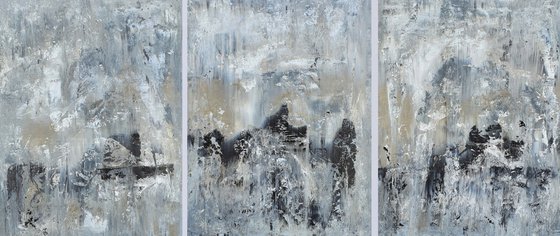 After night comes the day - triptych abstract painting