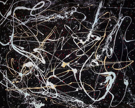 VOK N-11 (XXL) (H)96x(W)120 Multiple orientations Jackson Pollock style abstract painting