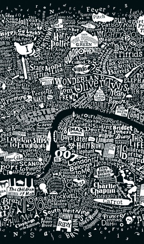 London Film Map (Black A2) by Dex