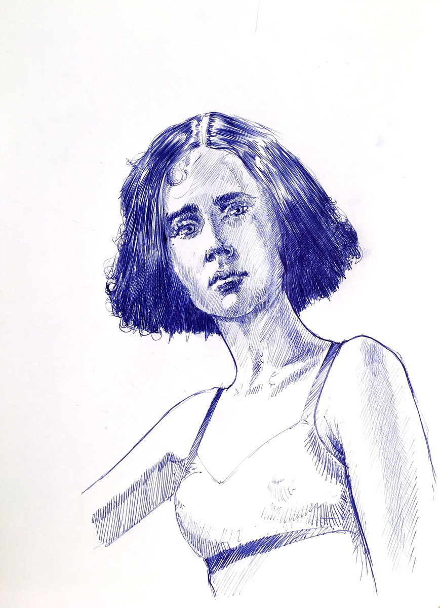 Portrait Ink Drawing By Dario Moschetta, 8 X 11, Portrait 222A, Original Artwork