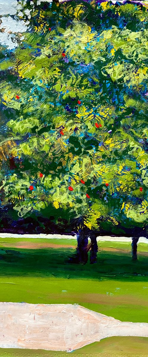 Tree with red flowers by John Cottee