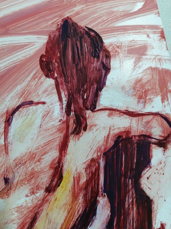 Nude study female oil on paper