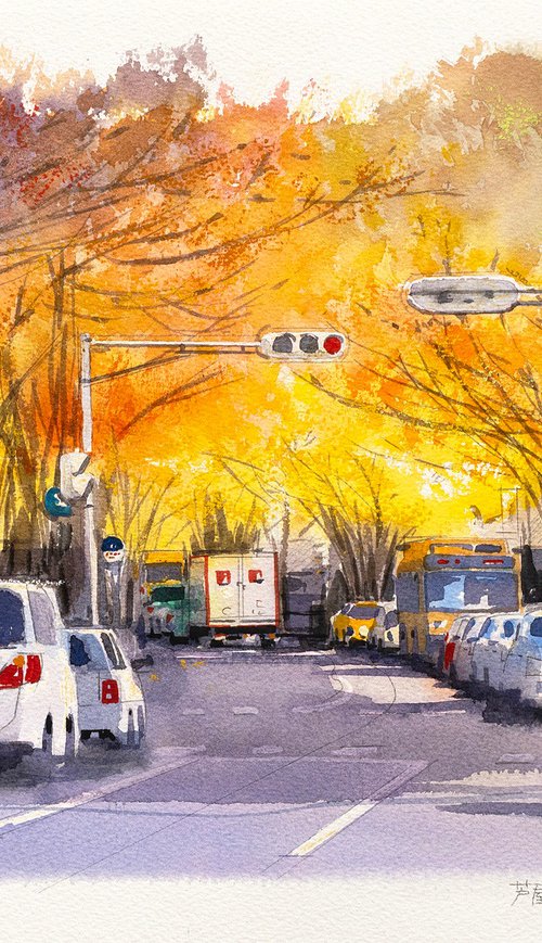 Autumn Golden Avenue by Masato Watanabe