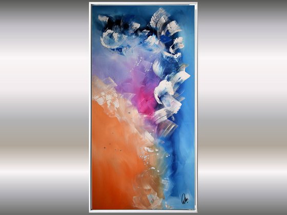 Winter End - Acrylic abstract painting in frame