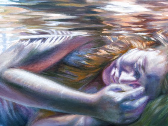 Sadness in me underwater art painting underwater artwork large format figurative