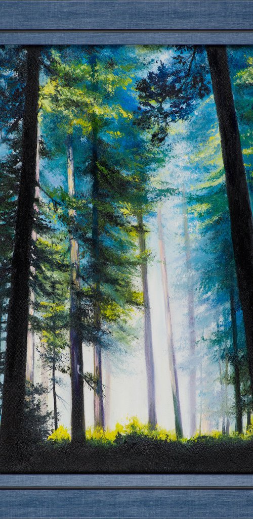 "Mysterious forest"  forest landscape summer  liGHt original painting  GIFT (2015) by Anna Bessonova (Kotelnik)